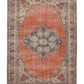 Vintage Isparta Turkish Area Rug 6x10 ft — Orange & Blue Floral