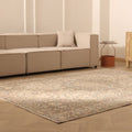 Vintage Isparta Turkish Area Rug 7x9 ft — Beige & Brown Floral