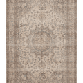 Vintage Isparta Turkish Area Rug 7x9 ft — Beige & Brown Floral