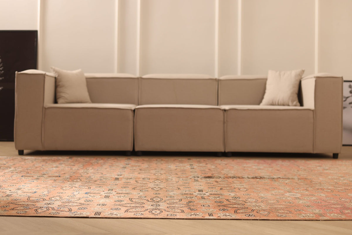 Vintage Isparta Turkish Area Rug 7x10 ft — Orange & Brown Floral