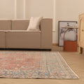 Vintage Isparta Turkish Area Rug 7x11 ft — Red & Blue Floral
