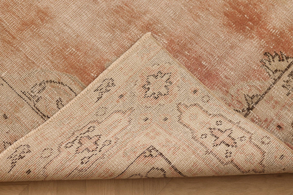 Vintage Sivas Turkish Area Rug 6x10 ft — Beige & Orange Floral