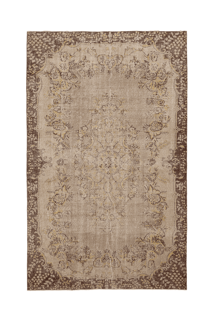 Vintage Isparta Turkish Area Rug 6x10 ft — Beige & Brown Floral