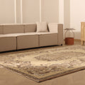 Vintage Isparta Turkish Area Rug 7x10 ft — Beige & Brown Floral
