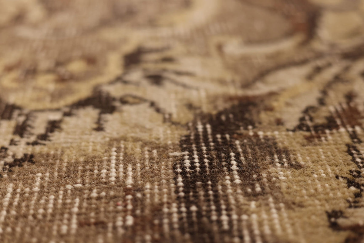 Vintage Isparta Turkish Area Rug 7x10 ft — Beige & Brown Floral