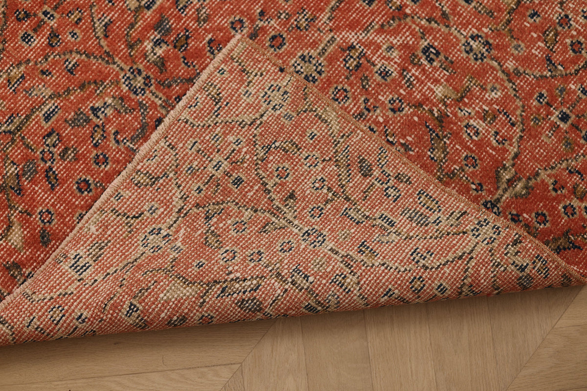 Vintage Isparta Turkish Runner Rug 2x10 ft — Red & Gray Floral (No. 59252)