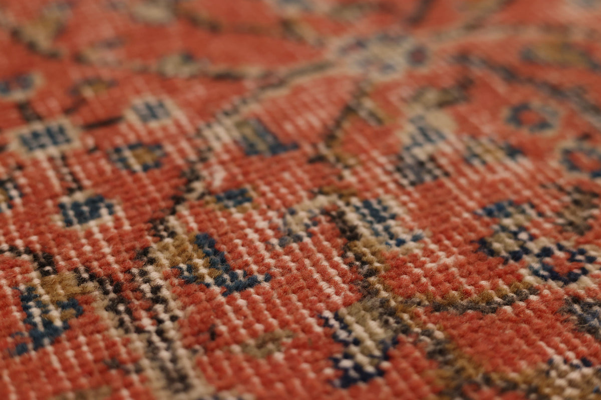 Vintage Isparta Turkish Runner Rug 2x10 ft — Red & Gray Floral (No. 59252)