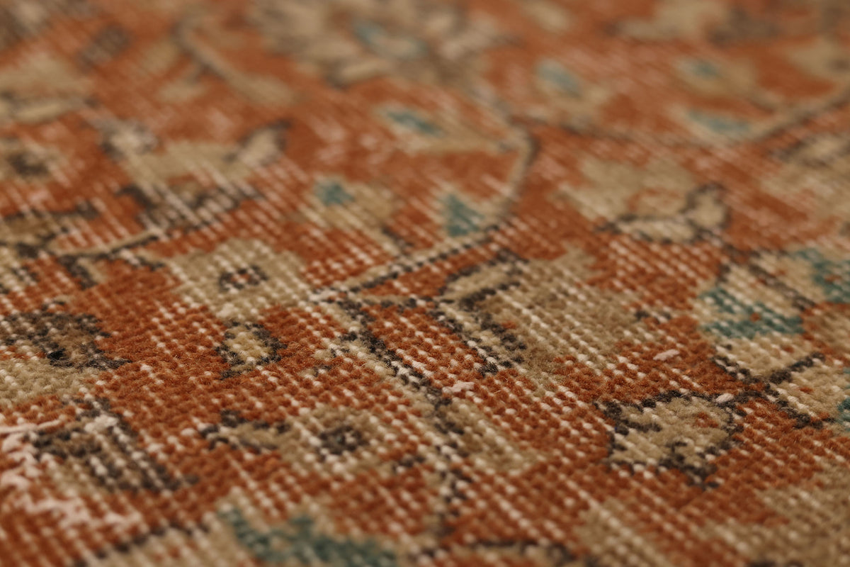 Vintage Isparta Turkish Runner Rug 2x10 ft — Orange & Beige Floral (No. 59256)