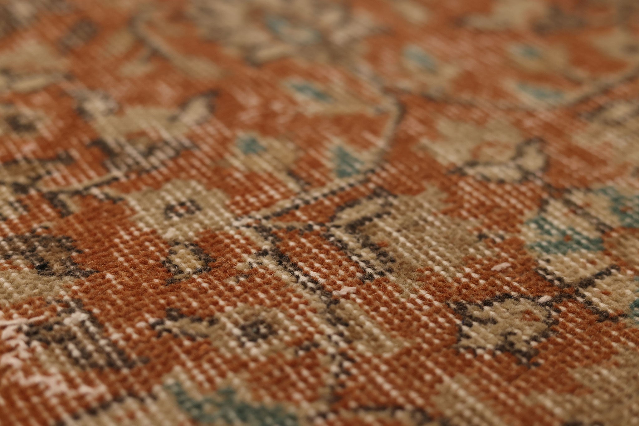 Vintage Isparta Turkish Runner Rug 2x10 ft — Orange & Beige Floral (No. 59256)