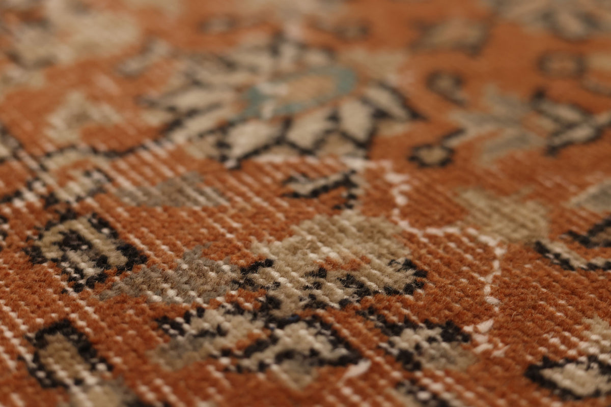 Vintage Isparta Turkish Runner Rug 2x10 ft — Orange & Beige Floral (No. 59257)