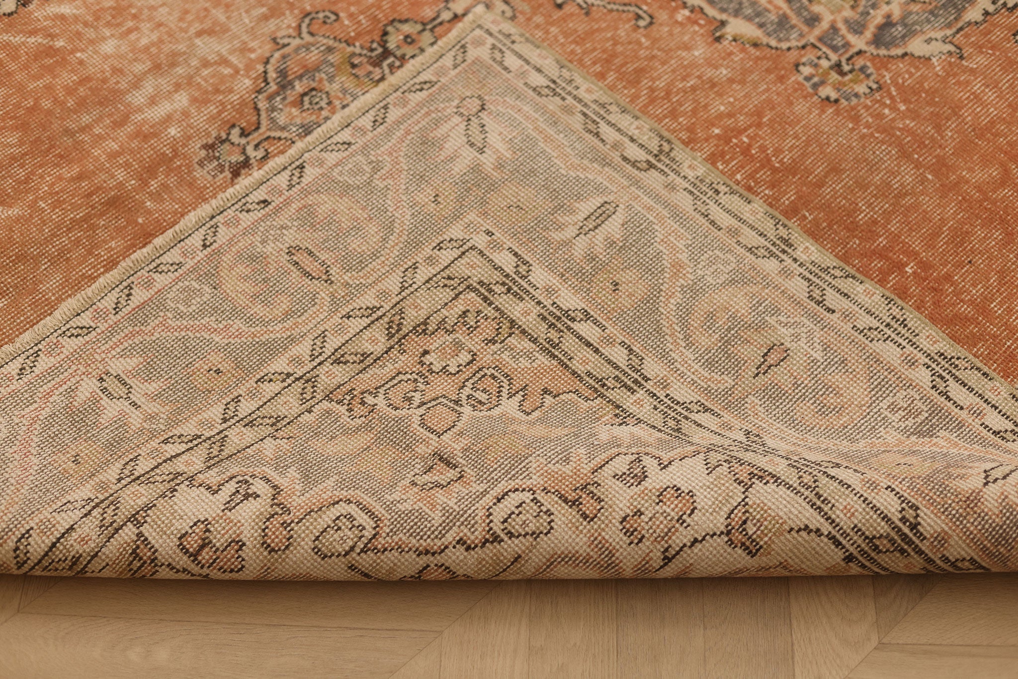 Vintage Isparta Turkish Area Rug 6x10 ft — Orange & Beige Floral (No. 59268)