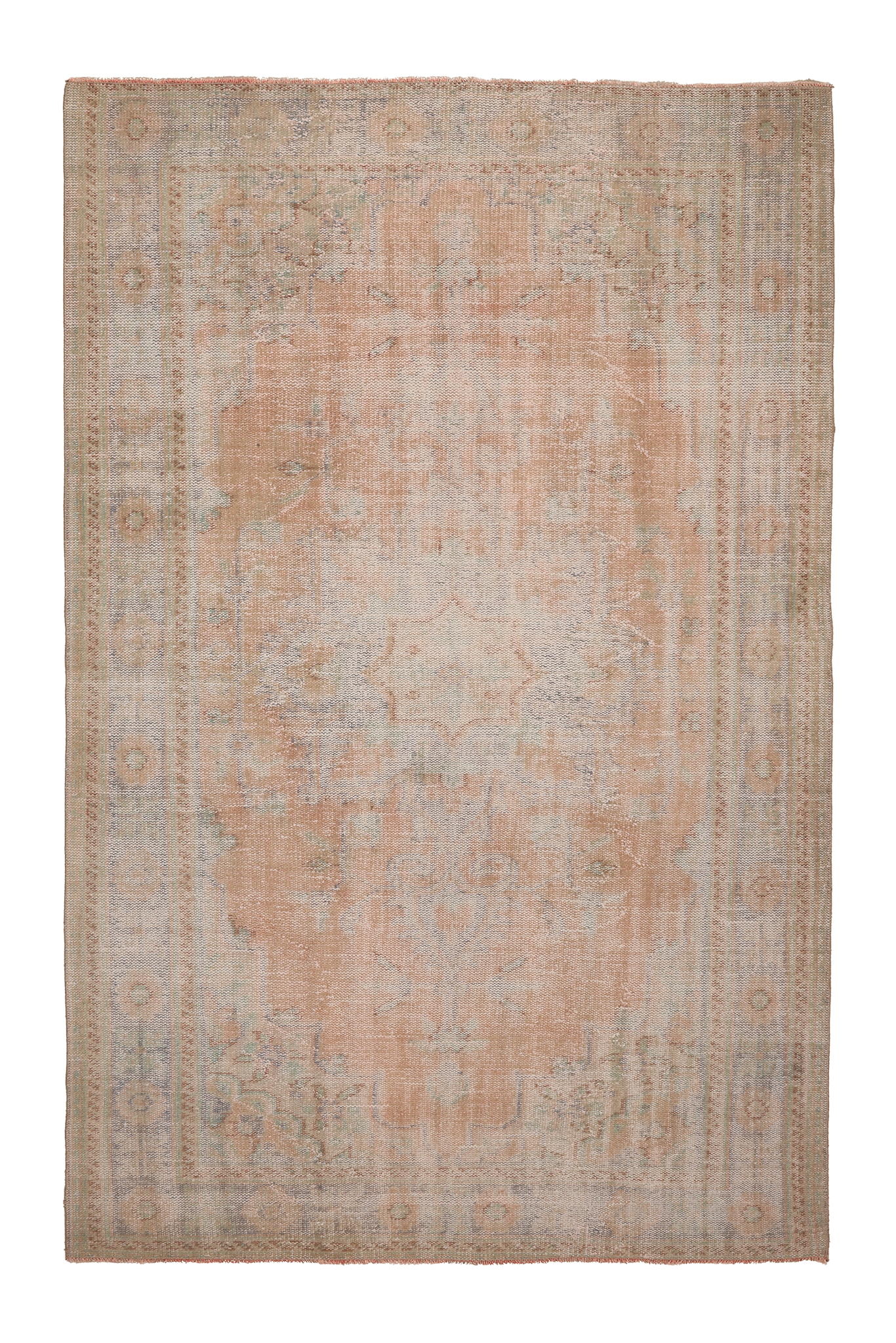 Vintage Manisa Turkish Area Rug 6x10 ft — Beige & Orange Floral