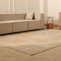 Vintage Manisa Turkish Area Rug 6x10 ft — Beige & Orange Floral