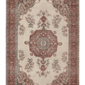 Vintage Isparta Turkish Area Rug 6x9 ft — Beige & Red Floral
