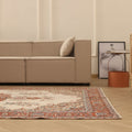 Vintage Isparta Turkish Area Rug 6x9 ft — Beige & Red Floral
