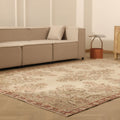Vintage Isparta Turkish Area Rug 6x10 ft — Beige & Red Floral (No. 59285)