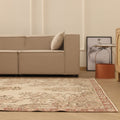 Vintage Isparta Turkish Area Rug 6x10 ft — Beige & Red Floral (No. 59285)