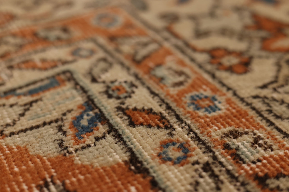 Vintage Isparta Turkish Area Rug 6x10 ft — Orange & Beige Floral (No. 59289)
