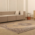 Vintage Isparta Turkish Area Rug 6x9 ft — Beige & Brown Floral (No. 59291)