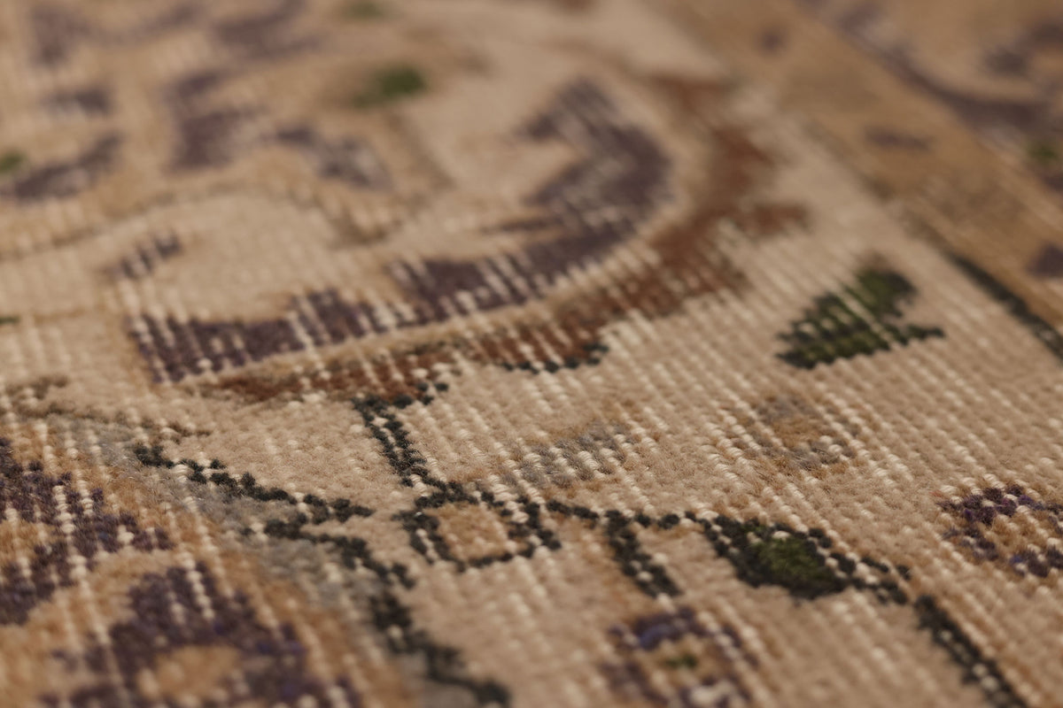 Vintage Isparta Turkish Area Rug 6x9 ft — Beige & Brown Floral (No. 59291)