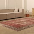 Vintage Isparta Turkish Area Rug 6x9 ft — Red & Beige Floral