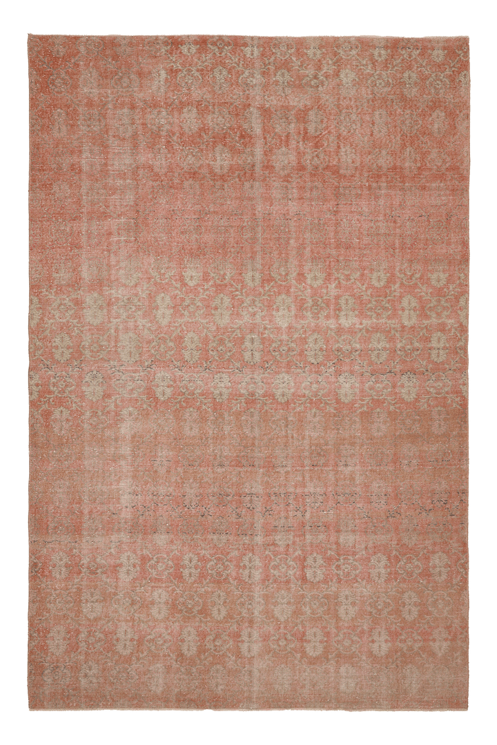 Vintage Isparta Turkish Area Rug 6x10 ft — Pink & Beige Floral