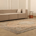 Vintage Isparta Turkish Area Rug 6x10 ft — Beige & Blue Floral