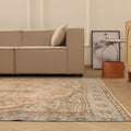 Vintage Isparta Turkish Area Rug 6x10 ft — Beige & Blue Floral