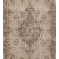 Vintage Isparta Turkish Area Rug 6x9 ft — Beige & Brown Floral (No. 59300)