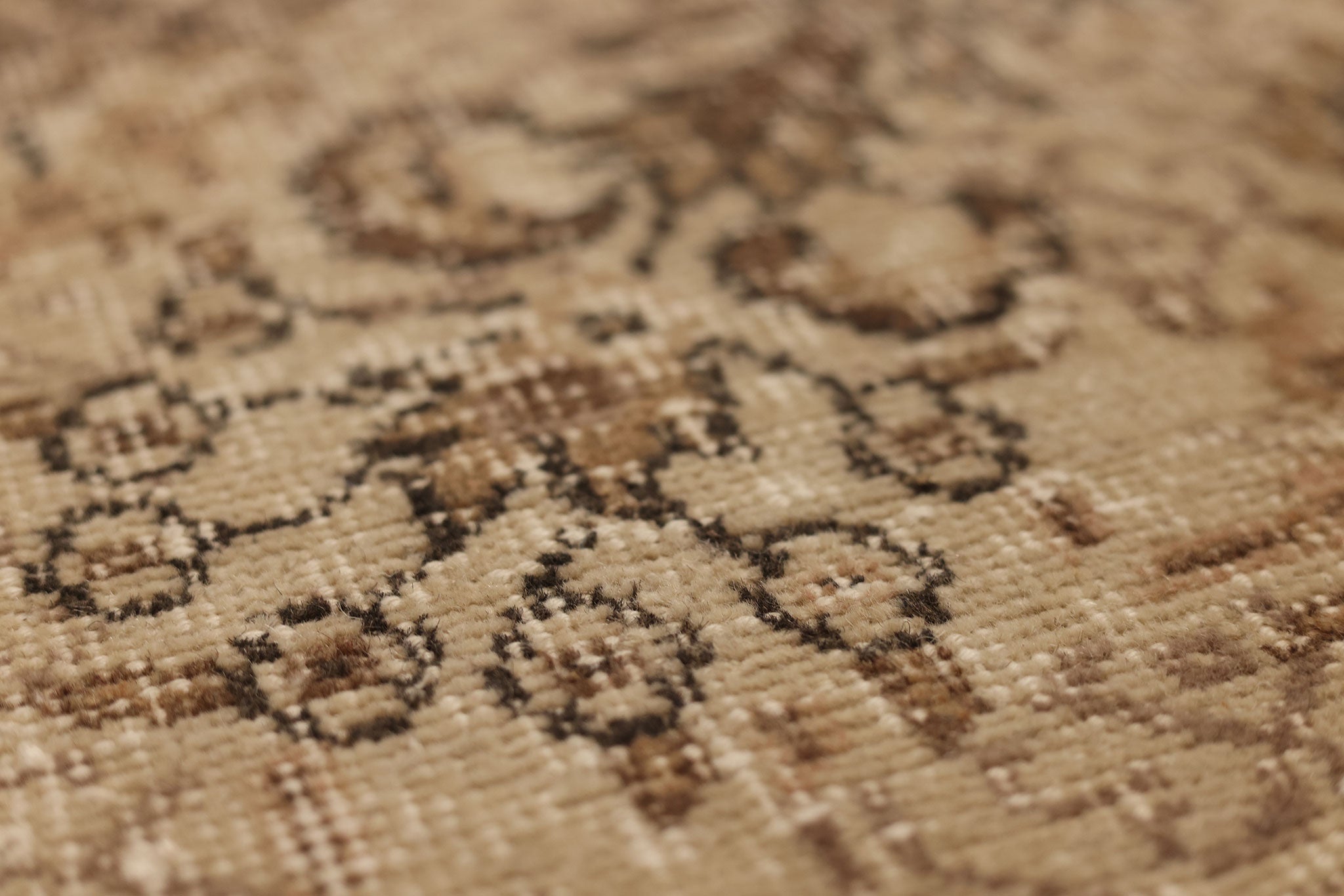 Vintage Isparta Turkish Area Rug 6x9 ft — Beige & Brown Floral (No. 59300)