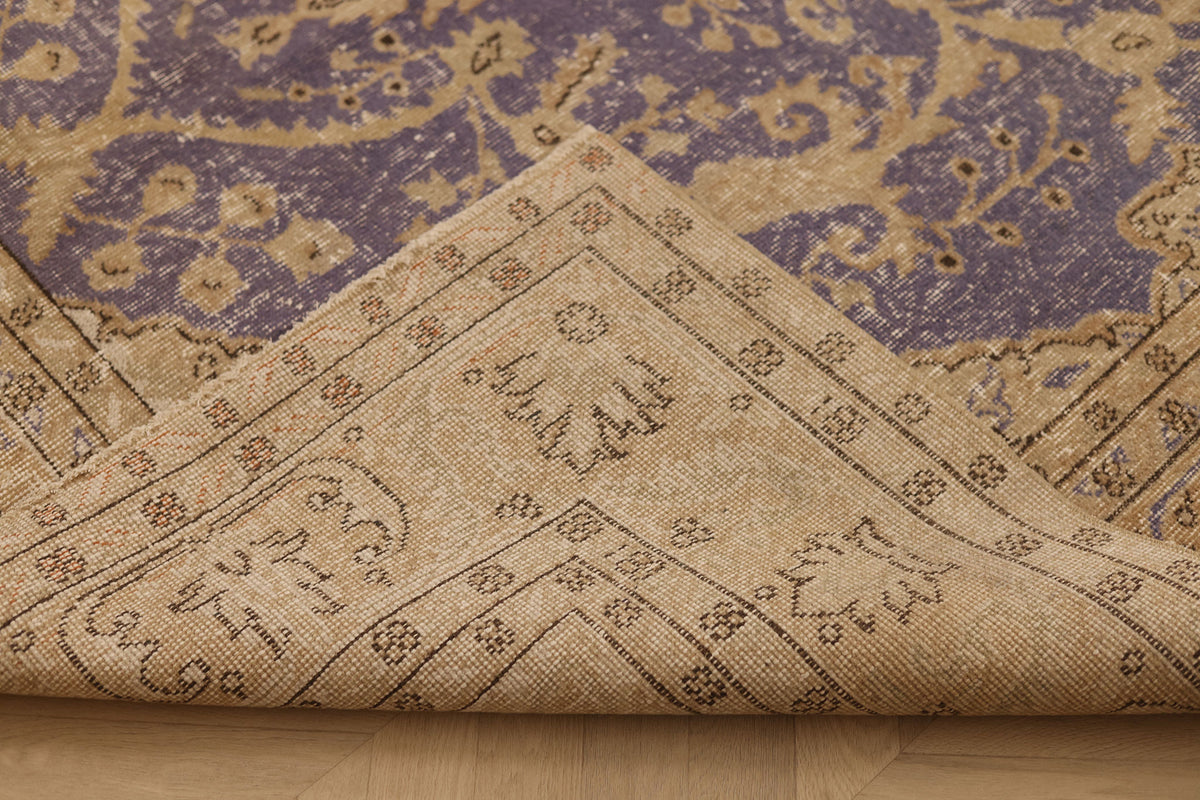 Vintage Isparta Turkish Area Rug 6x10 ft — Blue & Beige Floral (No. 59309)