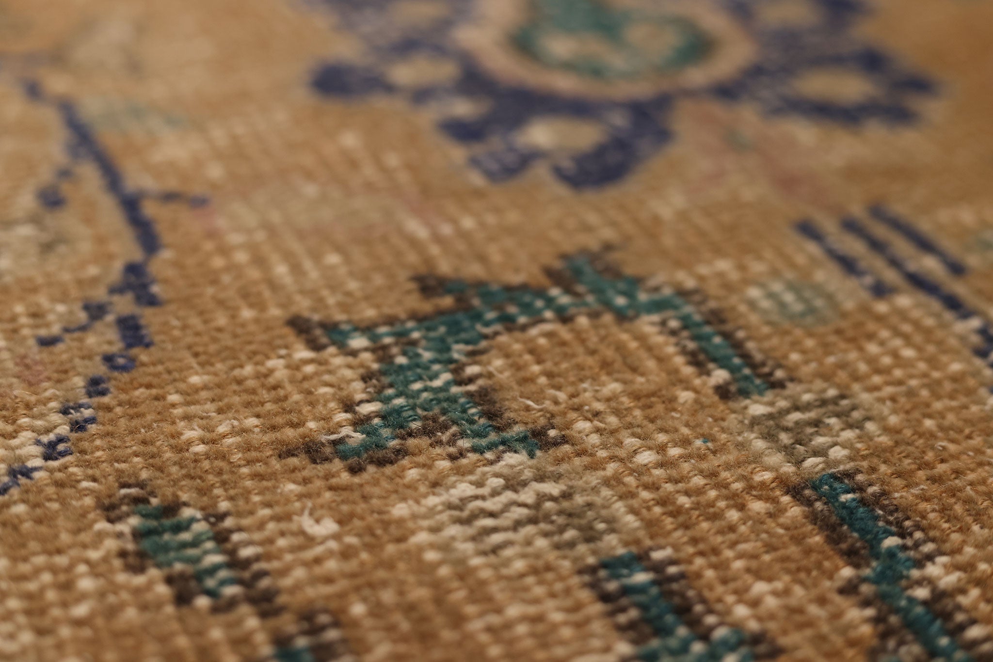 Vintage Manisa Turkish Area Rug 6x8 ft — Brown & Blue Distressed