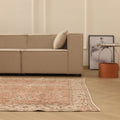 Vintage Manisa Turkish Area Rug 6x8 ft — Orange & Beige Floral