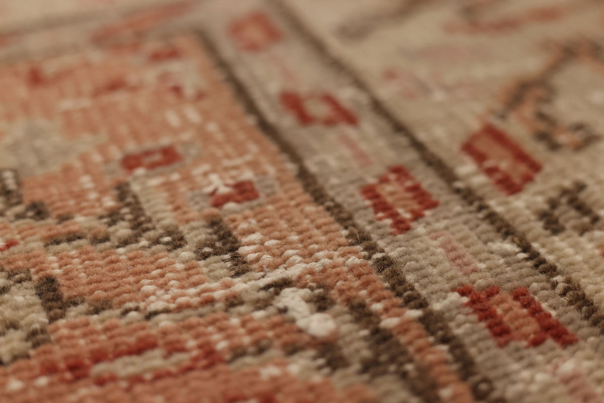Vintage Manisa Turkish Area Rug 6x8 ft — Orange & Beige Floral