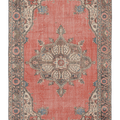 Vintage Isparta Turkish Area Rug 5x9 ft — Red & Beige Floral