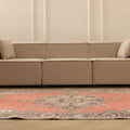 Vintage Isparta Turkish Area Rug 5x9 ft — Red & Beige Floral