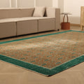 Vintage Isparta Turkish Area Rug 6x11 ft — Green & Brown Floral