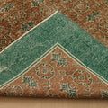 Vintage Isparta Turkish Area Rug 6x11 ft — Green & Brown Floral