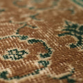 Vintage Isparta Turkish Area Rug 6x11 ft — Green & Brown Floral