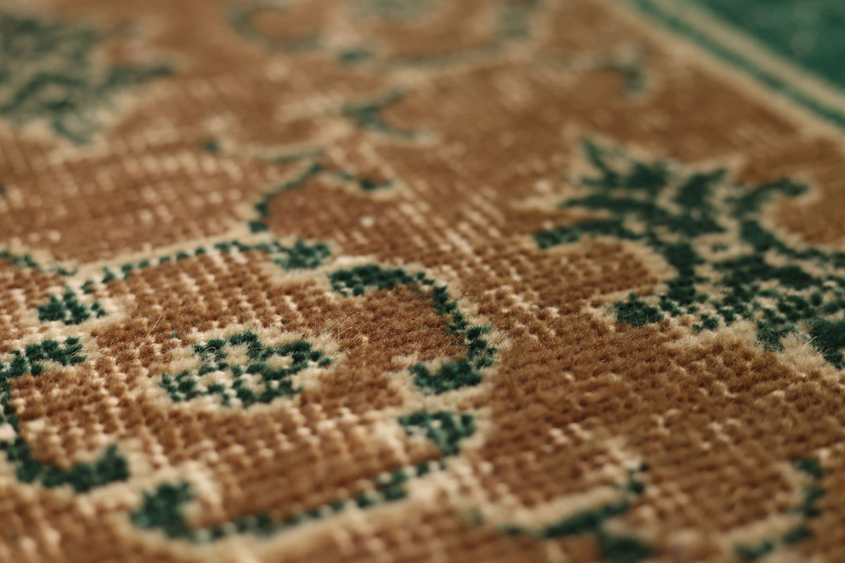 Vintage Isparta Turkish Area Rug 6x11 ft — Green & Brown Floral
