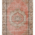Vintage Manisa Turkish Area Rug 6x9 ft — Pink & Beige Floral