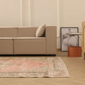 Vintage Manisa Turkish Area Rug 6x9 ft — Pink & Beige Floral