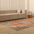 Vintage Isparta Turkish Area Rug 6x9 ft — Orange & Gray Floral