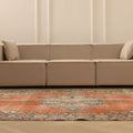 Vintage Isparta Turkish Area Rug 6x9 ft — Orange & Gray Floral