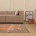 Vintage Isparta Turkish Area Rug 6x9 ft — Orange & Gray Floral