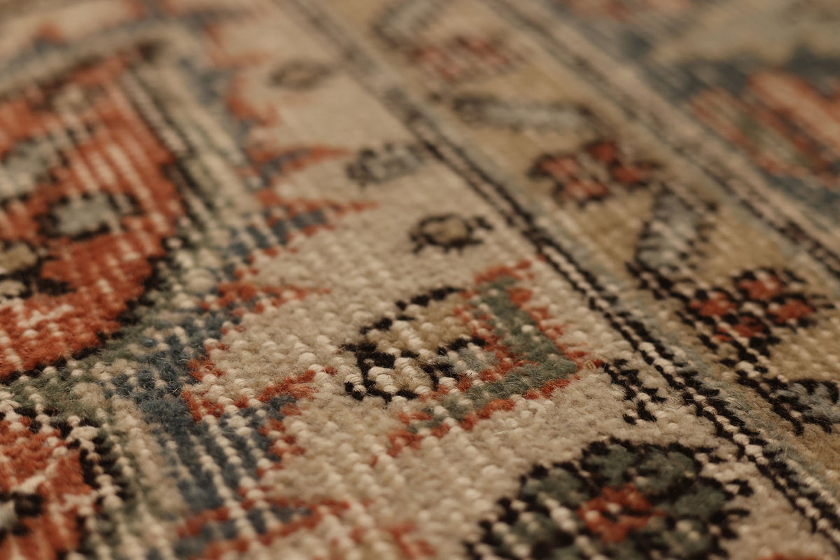 Vintage Isparta Turkish Area Rug 6x9 ft — Orange & Gray Floral