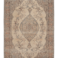 Vintage Isparta Turkish Area Rug 6x10 ft — Beige & Brown Floral (No. 59339)