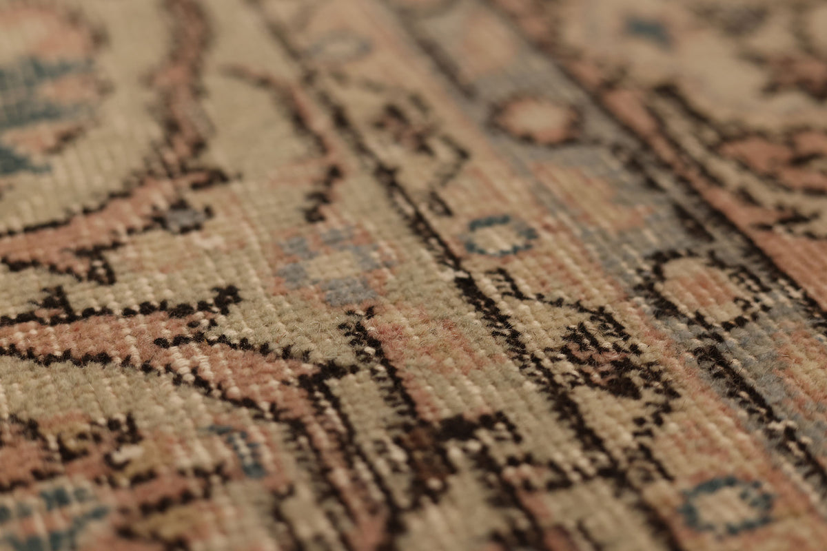 Vintage Isparta Turkish Area Rug 6x10 ft — Beige & Brown Floral (No. 59339)