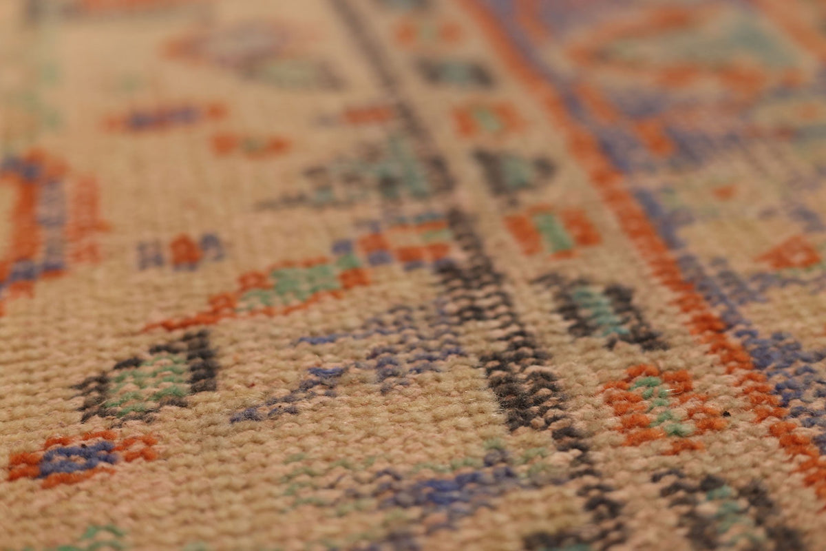 Vintage Manisa Turkish Area Rug 5x8 ft — Orange & Blue Floral