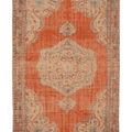 Vintage Manisa Turkish Area Rug 5x8 ft — Orange & Blue Floral
